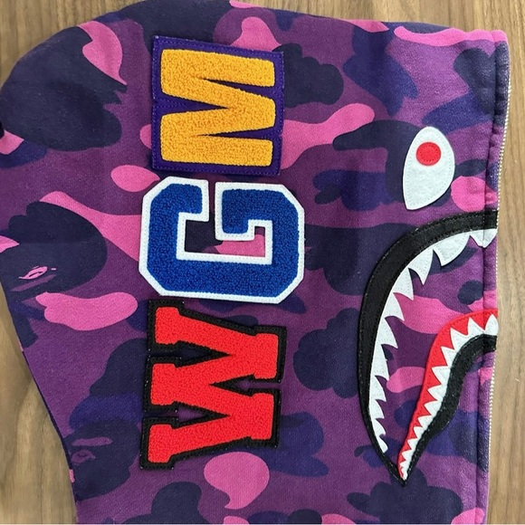 Bape Purple Camo WGM Shark Hoodie - Picture 7 of 7